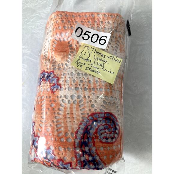 Paisley Fairy Y2K Top Women L Artsy Lace Fringe Hem Openwork Orange Purple Boho - Picture 12 of 12